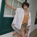 Camisa de mujer de algodón y lino oversize