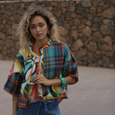 Chaqueta corta patchwork manga amplia - Orfeo