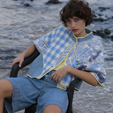 Chaqueta corta patchwork manga amplia - Orfeo