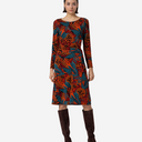 Vestido midi elástico con cintura fruncida