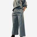Pantalón de cuadro vichy azul marino y gris