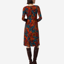 Vestido midi elástico con cintura fruncida
