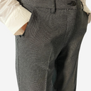 Pantalón campana negro y blanco roto