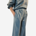 Pantalón de cuadro vichy azul marino y gris