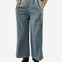 Pantalón de cuadro vichy azul marino y gris