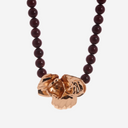 Collar flor dorada y burdeos