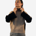 Jersey bicolor con cuello perkins