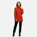 Abrigo bouclé rojo cuello alto - Señoretta