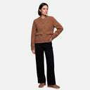 Chaqueta bouclé marron liso botones - Señoretta