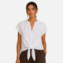 Blusa blanca con lazada en cadera - Freequent