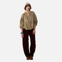 Blusa de cuadros de algodón con bordado floral - Orfeo