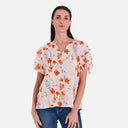 Blusa floral con volantes en la manga - Freequent