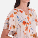 Blusa floral con volantes en la manga - Freequent