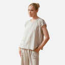 Blusa beige de rayas negras fluida - PAN