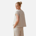 Blusa beige de rayas negras fluida - PAN