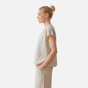 Blusa beige de rayas negras fluida - PAN