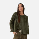 Blusa de rayas verdes con bordados florales - Orfeo