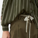 Blusa de rayas verdes con bordados florales - Orfeo