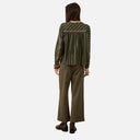 Blusa de rayas verdes con bordados florales - Orfeo