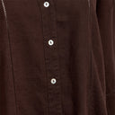Blusa marrón de lino manga corta botones Freequent
