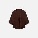 Blusa marrón de lino manga corta botones Freequent