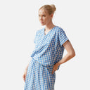 Blusa vichy azul de algodón ligera - PAN