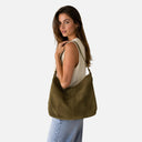 Bolso grande de color verde de cuero de vaca para el dia a dia