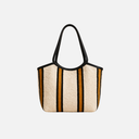 Bolso de hombro textil con asas de piel - PuraHechura