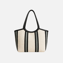 Bolso de hombro textil con asas de piel - PuraHechura