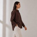 Camisa marrón amplia de algodón - Freequent