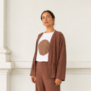 Conjunto de pantalón y chaqueta fluida marrón - IMZ