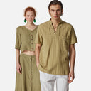 Chaqueta de lino natural con botones - DS Collection