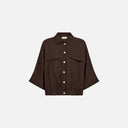Chaqueta marrón de lino con botones - Freequent