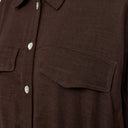 Chaqueta marrón de lino con botones - Freequent