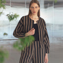 Conjunto de chaqueta y pantalón rayas negras y marrón - PAN