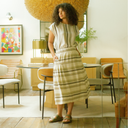 Falda midi de rayas gris y verde - PAN