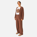 Conjunto de pantalón y chaqueta fluida marrón - IMZ