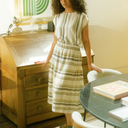 Conjunto de blusa y falda de rayas verdes - PAN