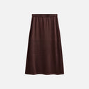 Falda midi marrón calada con cintura elástica - Freequent