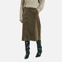 Falda midi pana marron - Freequent
