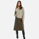 Falda midi pana marron - Freequent