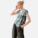 Blusa estampada de plumas pavo real - PAN