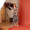 Vestido midi plumas de pavo real - PAN