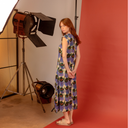 Vestido midi plumas de pavo real - PAN