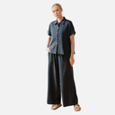 Blusa fluida textura azul marino - PAN