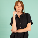 Blusa fluida textura azul marino - PAN