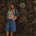 Chaqueta corta patchwork manga amplia - Orfeo