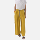 Pantalón amplio fluido elástico mostaza - Orfeo