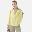 Blusa cuadrada rayas con escote bordado - Orfeo