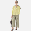Blusa cuadrada rayas con escote bordado - Orfeo